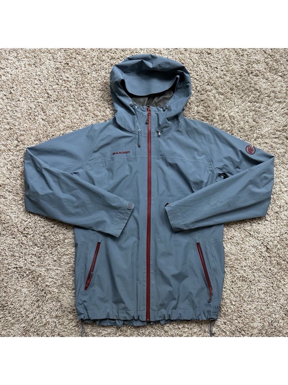 Mammut Gore-Tex Hooded Jacket Men’s Size XL Blue Waterproof Shell Windbreaker
